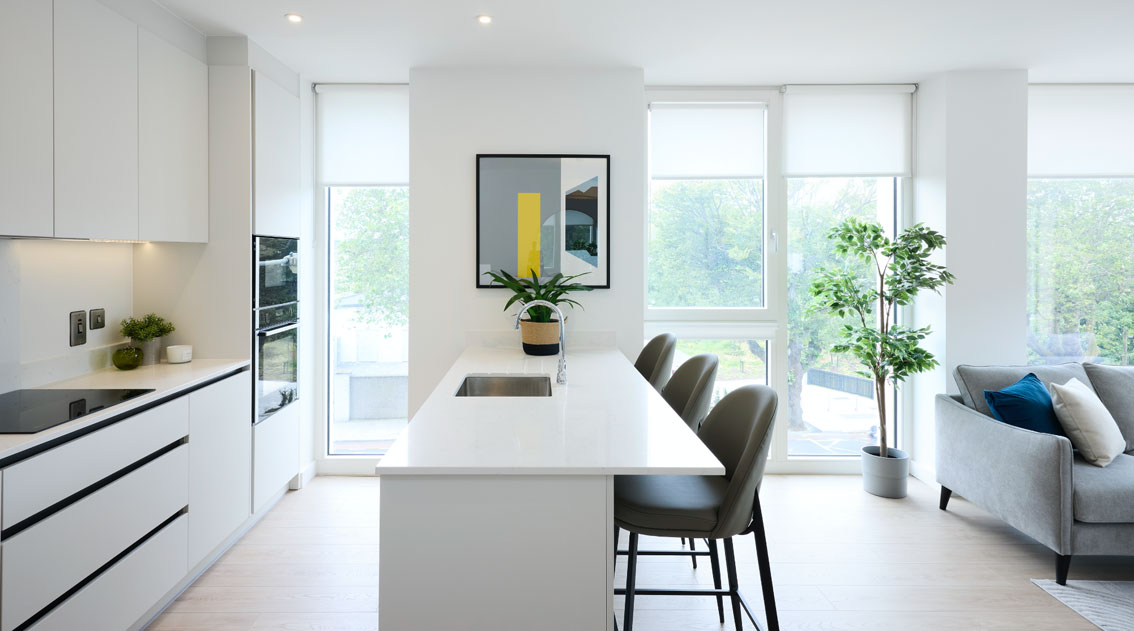 A clean white kitchen