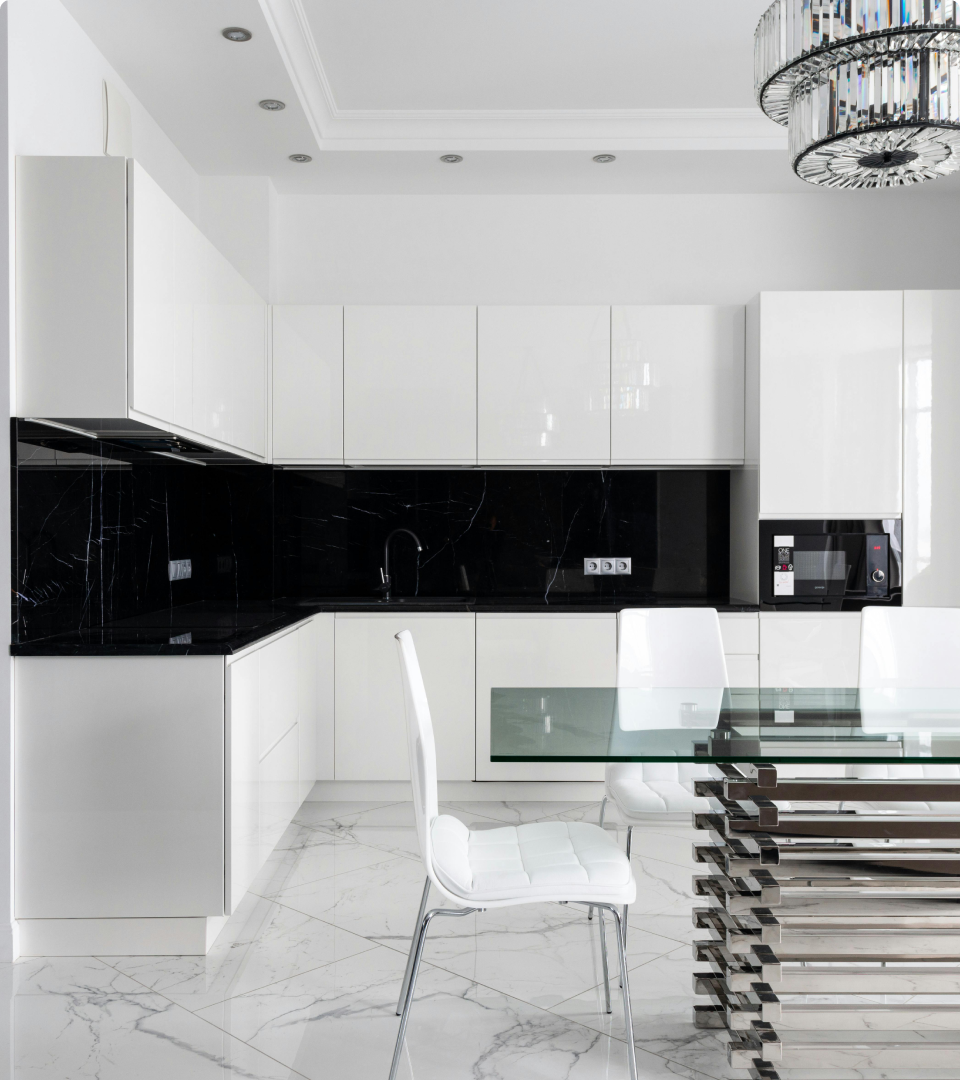 a clean white kitchen