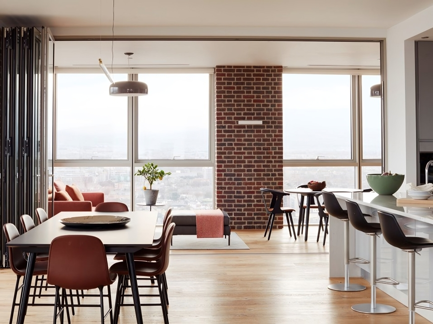 A clean kitchen & living room
