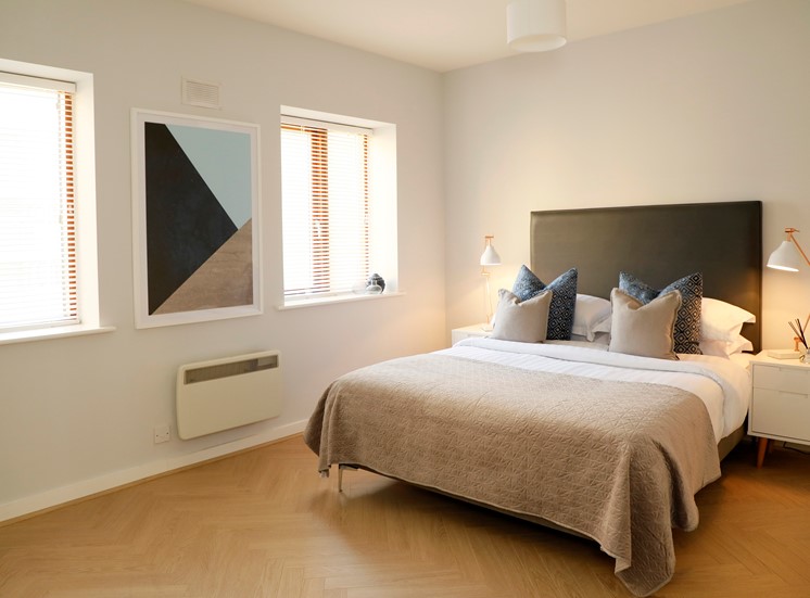 A nice made bedroom